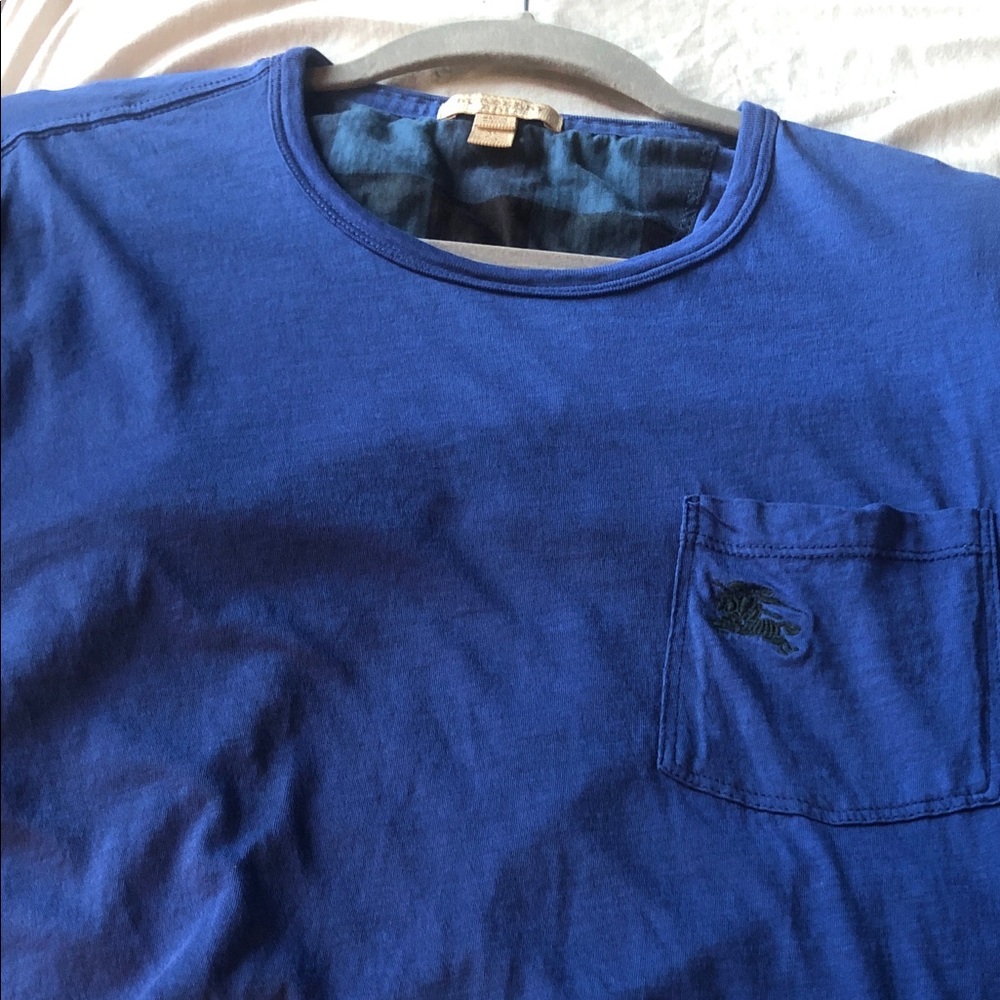 Burberry Men's Blue Pocket Crewneck Shirt